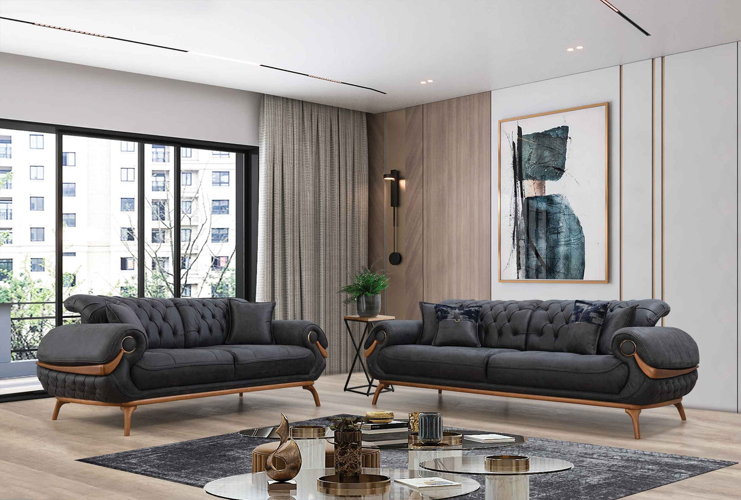 Boston Sofa & Loveseat Dark Brown