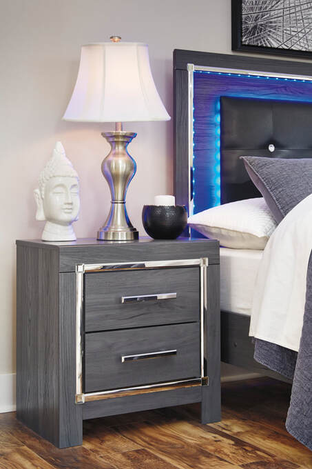 Gray nightstand with wireless charger