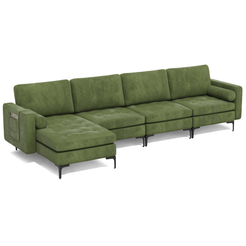 Modular L-Shaped 4-Seat Sectional Sofa with Reversible Chaise