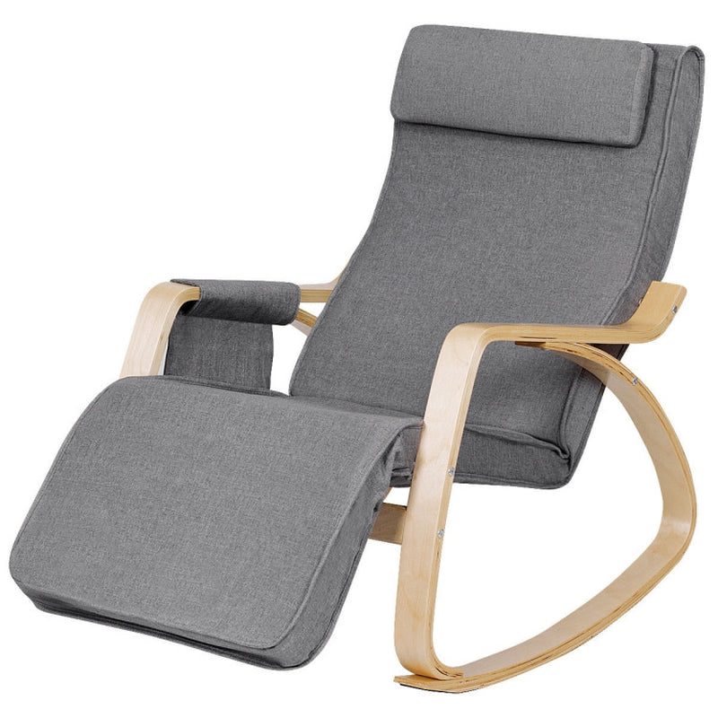 Comfortable Lounge Rocking Chair with Removable Cushion Cover and Side Pocket