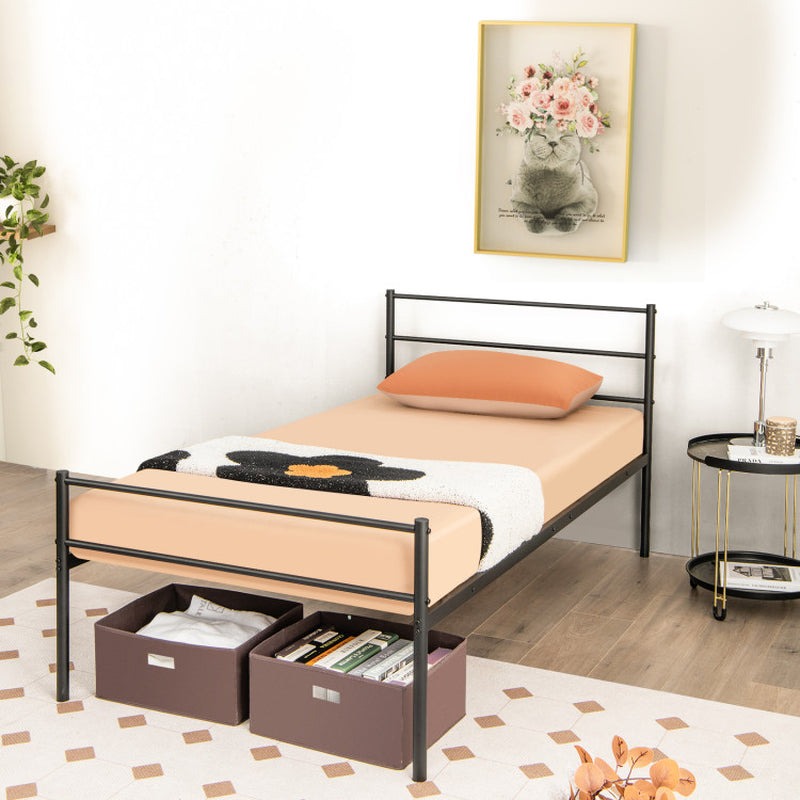 Twin Size Metal Bed Frame Platform with Headboard