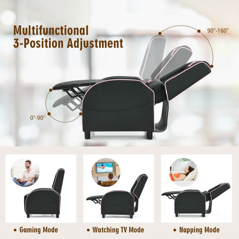 Massage Gaming Recliner Chair with Headrest and Adjustable Backrest for Home Theater