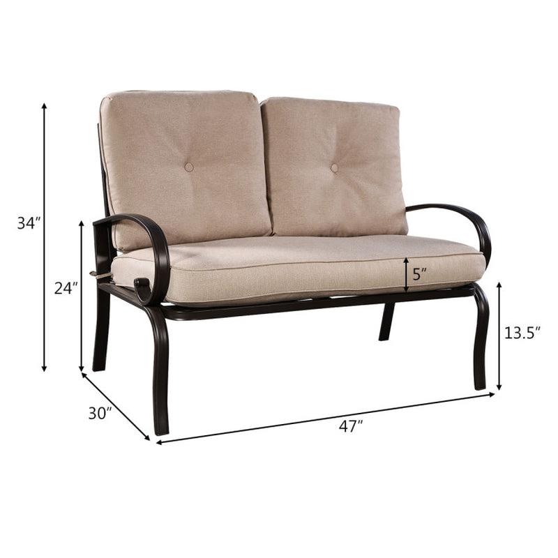 2 Pieces Patio Outdoor Cushioned Coffee Table Seat