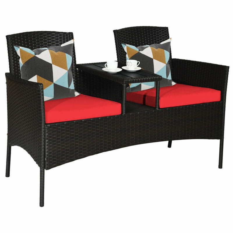 Modern Patio Set with Built-In Coffee Table and Cushions