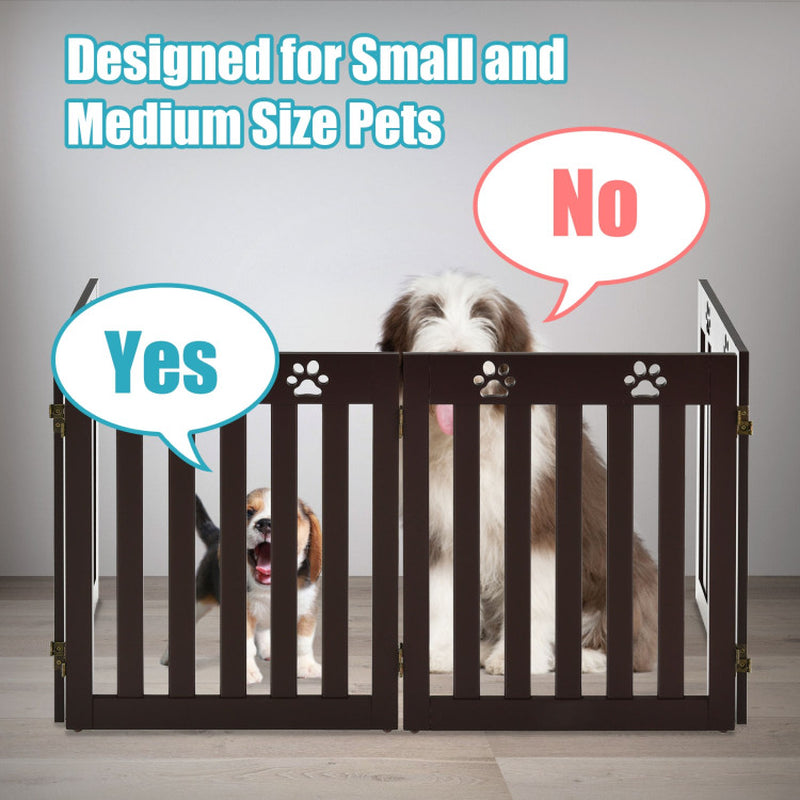 24 Inch Folding Wooden Freestanding Pet Gate Dog Gate with 360° Hinge