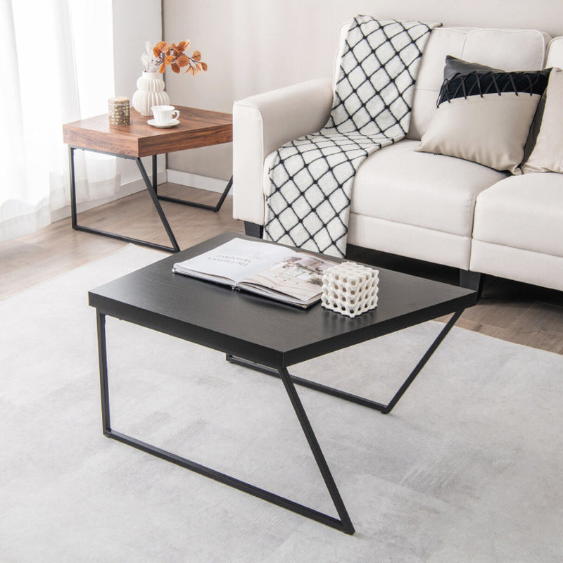 Coffee Table Set of 2 with Powder Coated Metal Legs