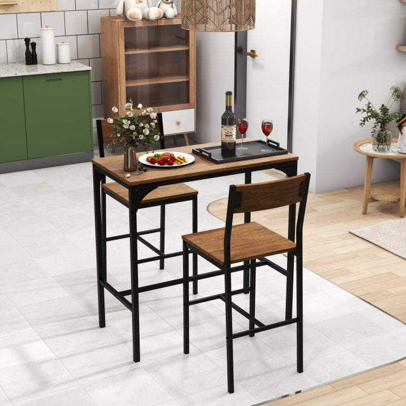 3 Pieces Bar Table Set with 2 Stools