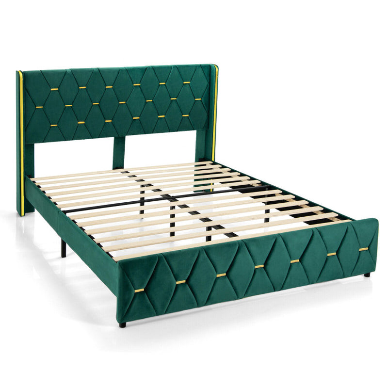 Queen/Full Size Upholstered Platform Bed Frame with Adjustable Headboard