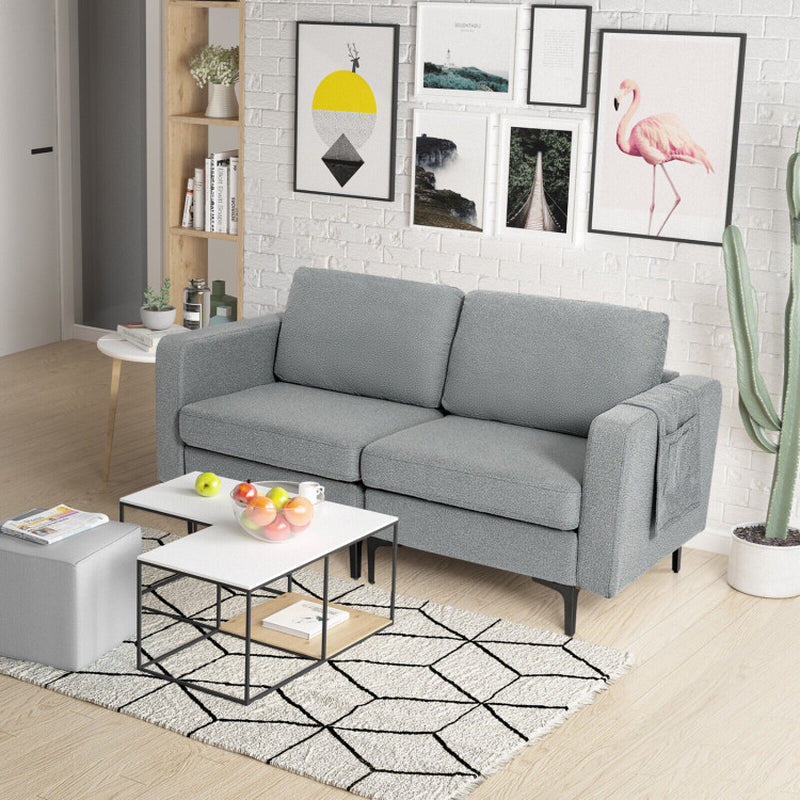 Modern Loveseat Sofa Couch with Side Storage Pocket
