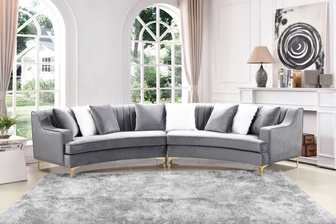 Grey Sectional with golden legs