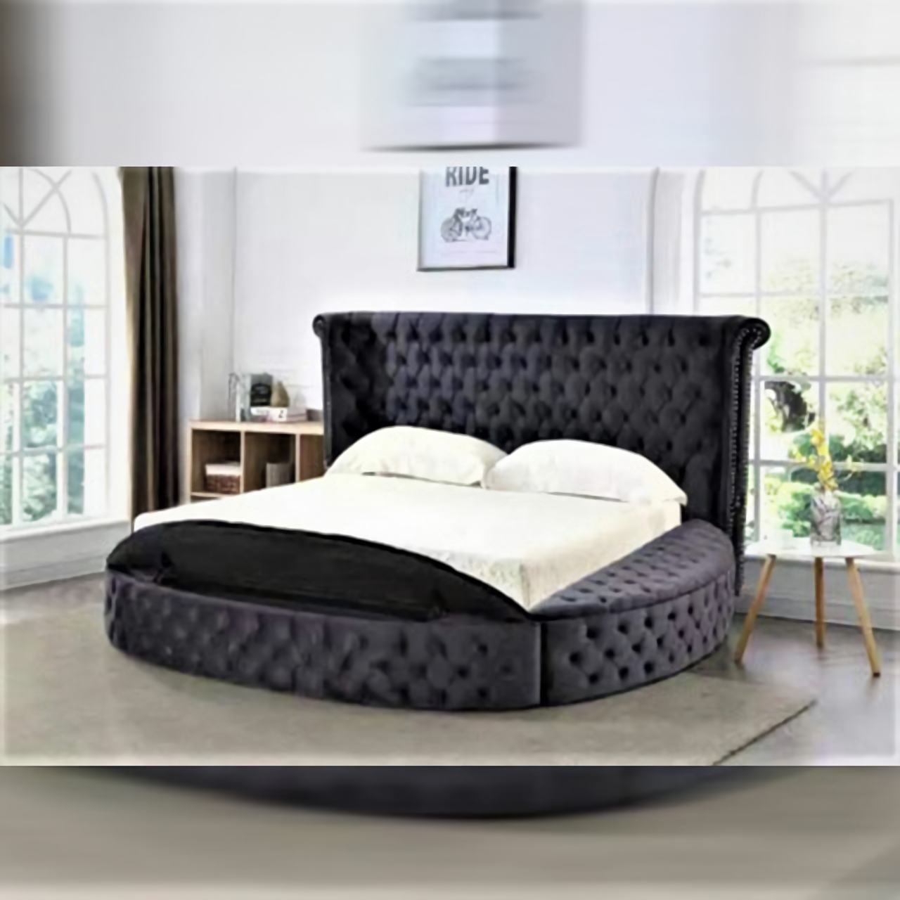 Black Storage Bed With Bluetooth Speakers and USB Chargers