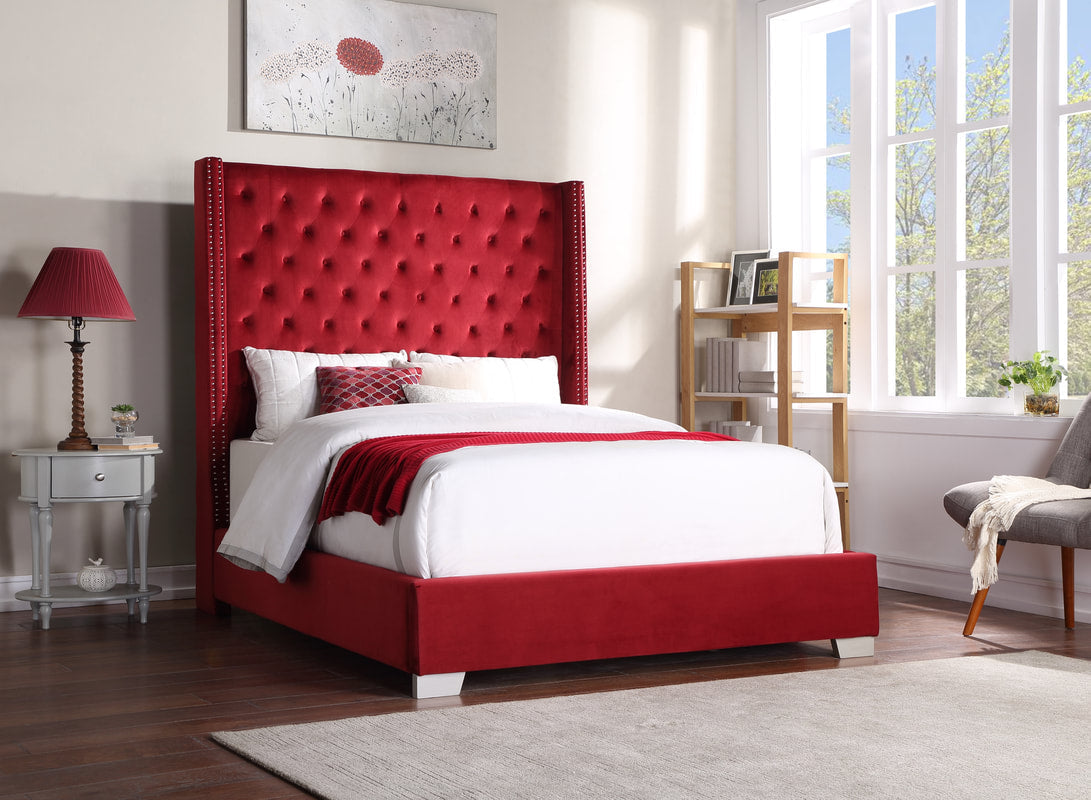 Red 6Ft Upholstered Bed