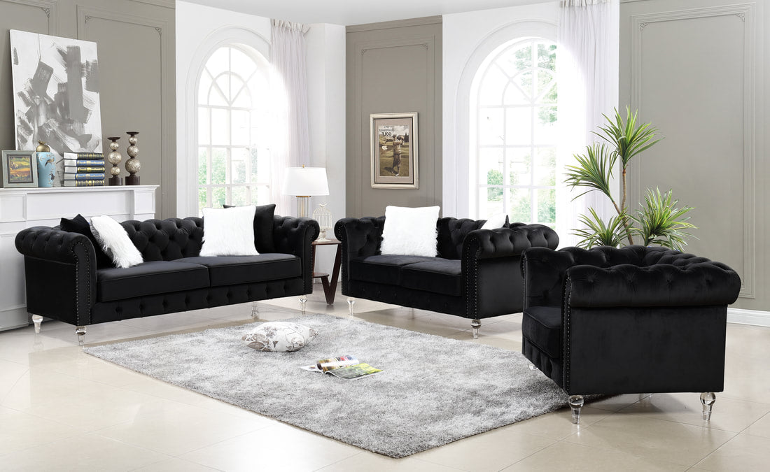 Black Sofa, Loveseat & Chair