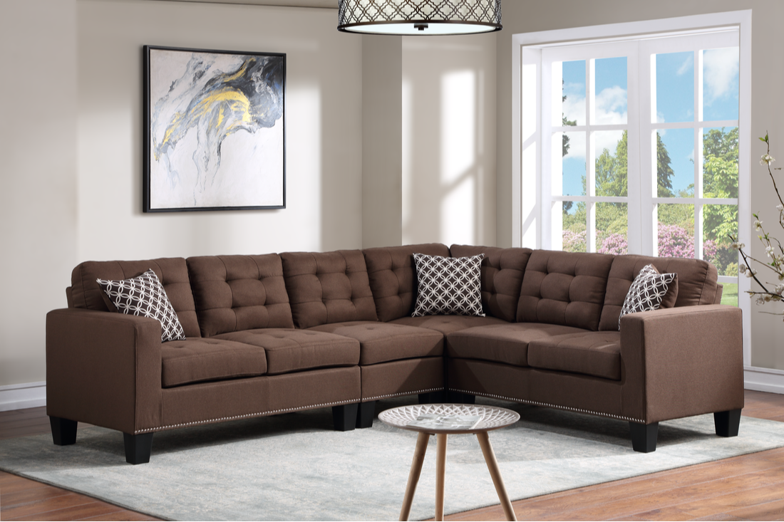 Brown Sectional with accent pillows