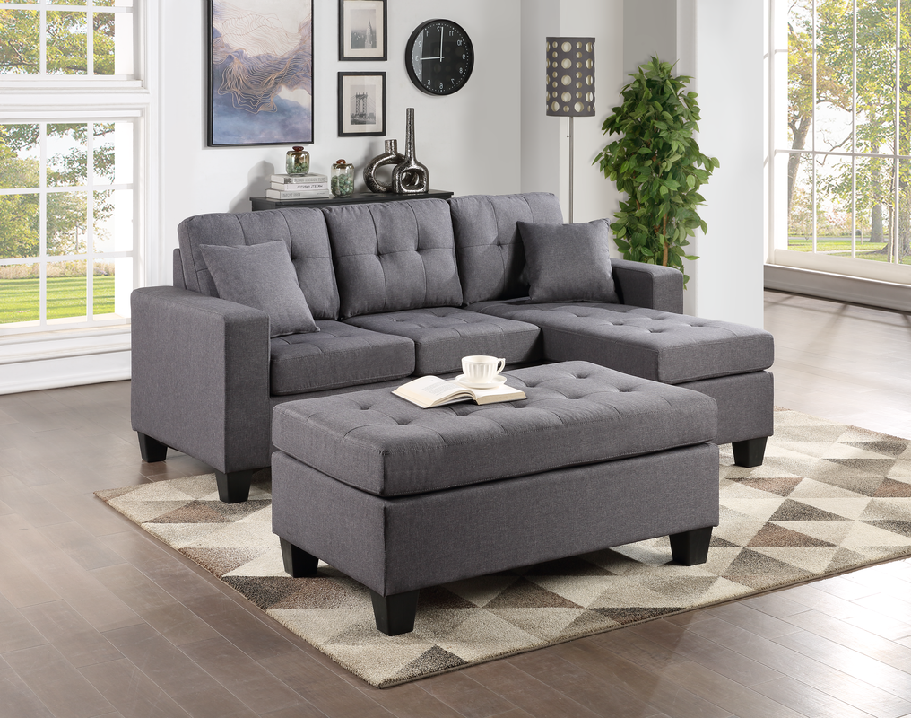 Grey  Sectional with Ottoman
