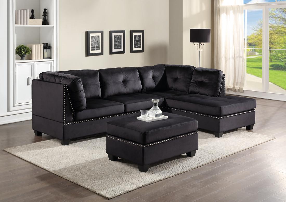 Sectional Black with otoman