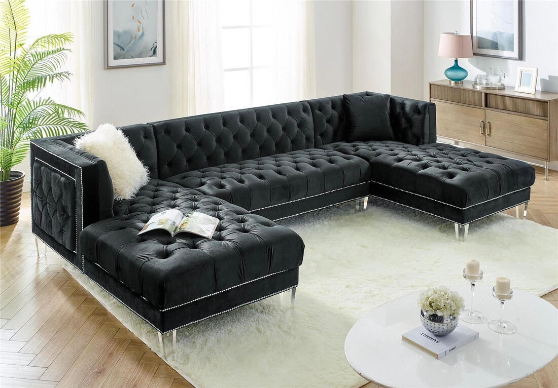 Black Sectional with Accent Pillows