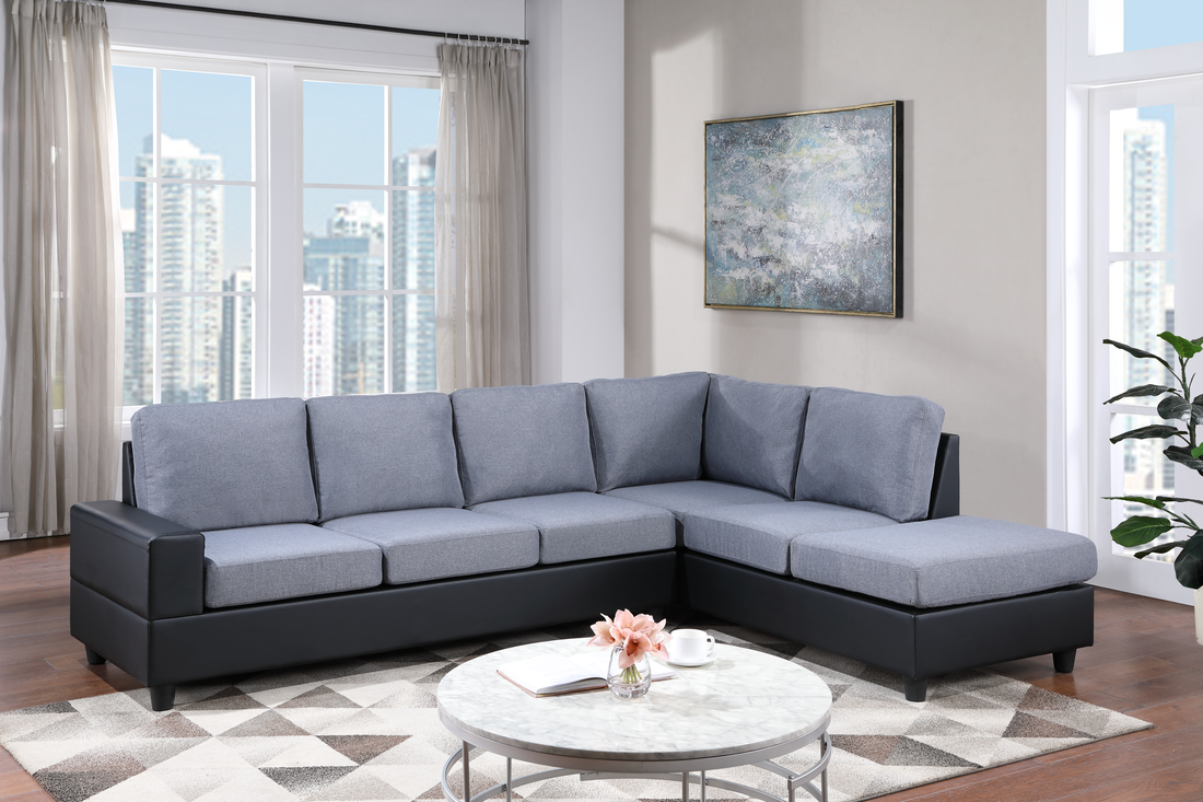 Fabric Grey & Black Sectional